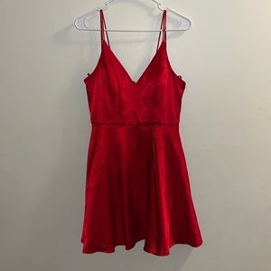 red silk homecoming dress